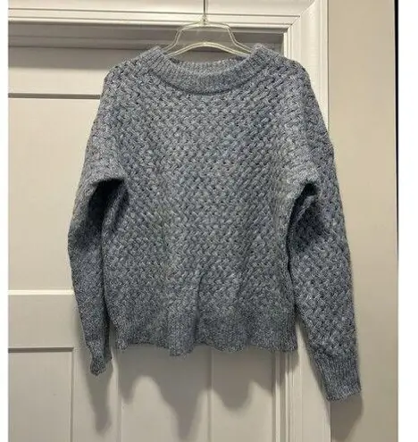 Magaschoni Alpaca Wool Blend Basketweave Chunky Knit Blue Sweater Size Medium