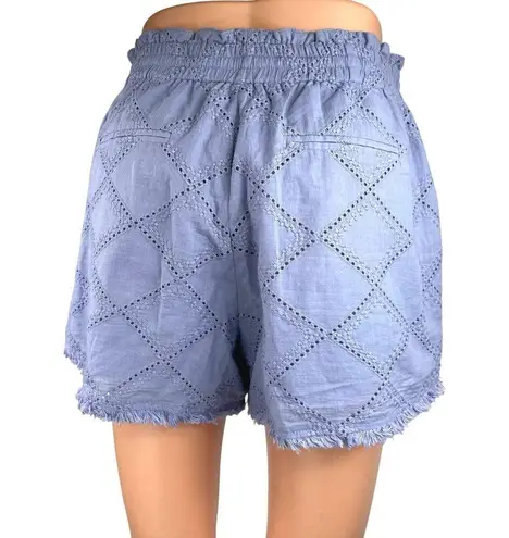 Heartloom Purple Argyle Eyelet Embroidered Fringe Smocked Casual Shorts Size S