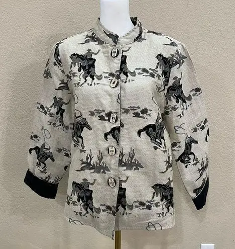 Vtg Alex Kim Western Blazer Jacket Cowgirl Equestrian Bronco Rodeo Size Medium Black