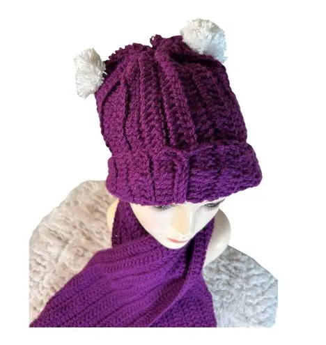 Handmade Bright Purple Crochet Hat & Scarf Set – Cozy & Stylish