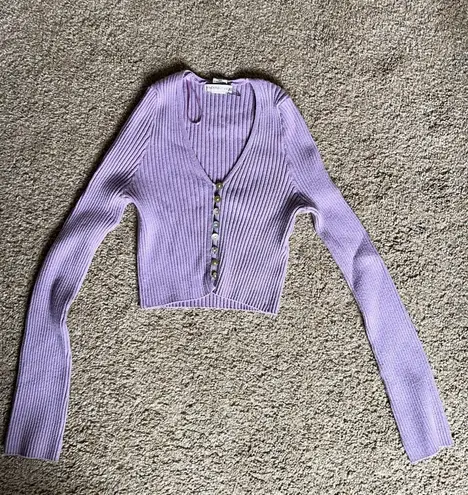 Sincerely Jules Purple Long sleeve Tight Crop Top