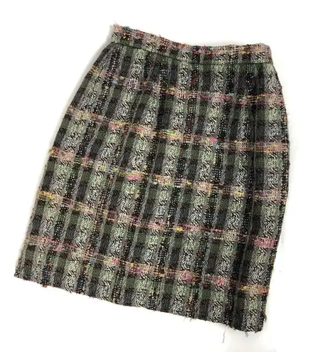 Carlisle Woven Tweed Straight Pencil Skirt Size 2 Plaid Textured Academia Office