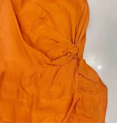 Maje Routila Wrap-Effect Cold-Shoulder Ruffled Broadcloth Dress - Orange