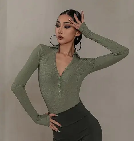 Latin Dance Bodysuit for Women Sexy V