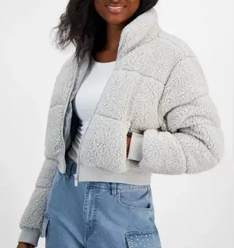 Planet Heart Cropped Sherpa Puffer Jacket PINK Small NWT Size undefined