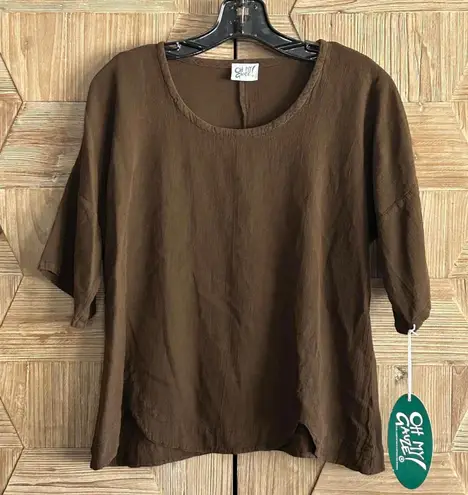 NWT Oh My Gauze! Women's Brown Casual Short Sleeve Top, Size S/M