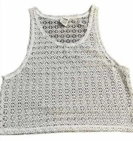 VS Pink Boho Hippie Trendy Crochet Crop Tank Swim Cover Small White