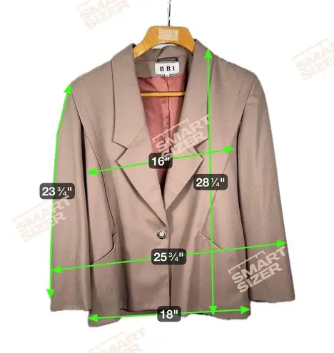 Vintage BBI Blazer Business Career Minimalist Neutral Jacket Size 14 Tan