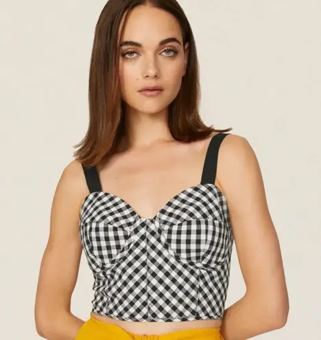 Tome Collective Gingham Bustier Strappy Top Crop Top Black White Checkered Top 8