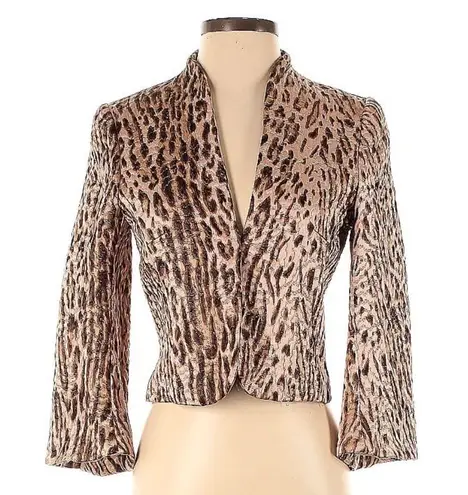 Rebecca Taylor Brown Animal Print Blazer Size 2