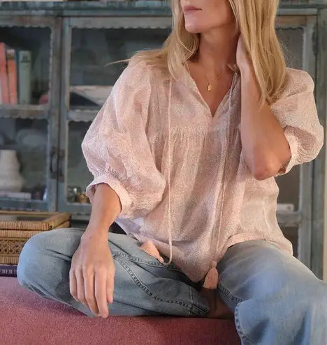 Marea Steph Blush Pink 3/4 Balloon Sleeves Slouchy Pullover Top Women’s Small