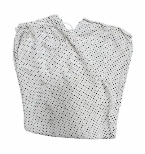 Vintage White Polka Dot Lounge Pants Rayon Elastic Waist L/XL