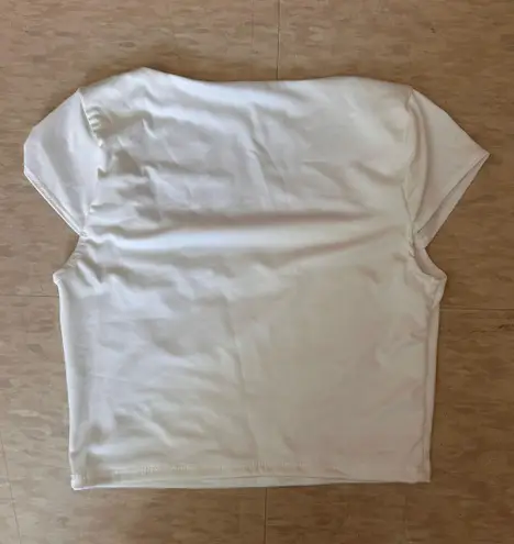 Live in the Moment white boat neck shirt