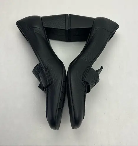 Aquatalia Carlina Block Heel Penny Loafer Square Toe Leather Black Size 9.5M 9.5