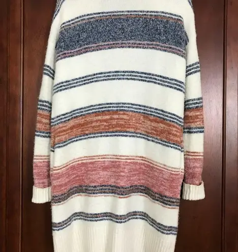 Loft  Ann Taylor Wool Long Striped Cardigan Sweatercoat Size Small