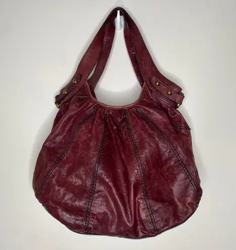 Fossil Vintage Hobo Boho Burgundy Leather Bag