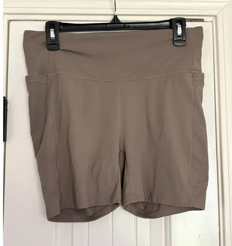 Calia Biker Shorts Womens Large Brown Pockets Exercise Gym Active Stretch Run