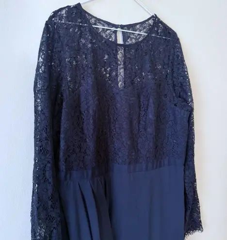 City Chic Elegant Long Sleeve Lace Tulip Hem Dress in Navy SZ M 18 NWT