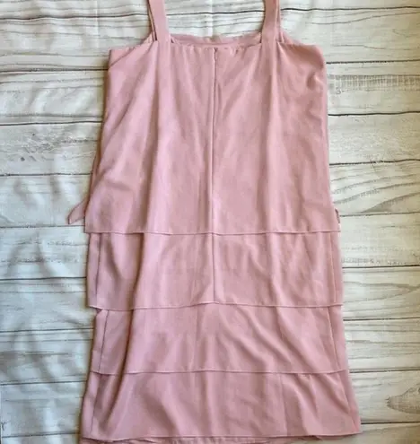 Ursula of Switzerland Vintage Bridesmaid Pink Layered Ruffle Midi Dress Size 14