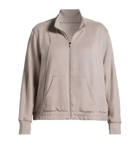 Avia Womens Track Jacket Size 2X 20W-22W Zipped Front Side Pockets Taupe New