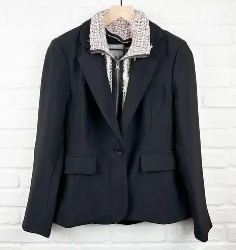 FATE. Black one button Blazer tweed removable insert Size Small NWT 2 in 1