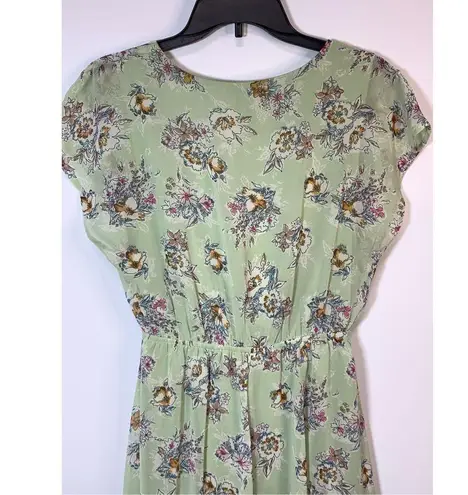 As You Wish As U Wish Women's Floral Print V-Neck High Low Hem Dress Green Size Medium