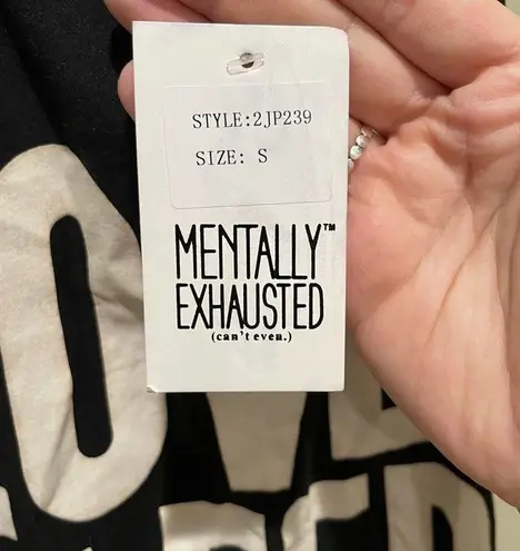 Mentally Exhausted Love Sleep Pajama Tank Top Black Size Small