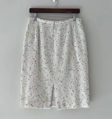 Neiman Marcus Exclusive white multi colors dota pencil skirt