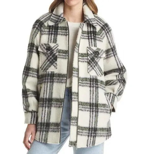 Avec Les Filles Womens Size XL Zip Front Plaid Raglan Zip Shacket New NWOT