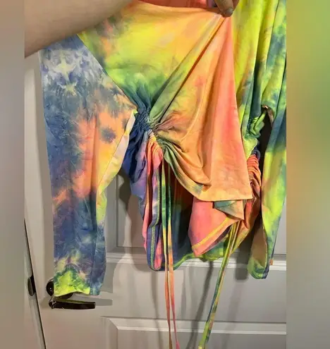 Orange Kiss Boutique Brand Plus Size Neon Tie Dye Side Scrunch Ties Size 3XL