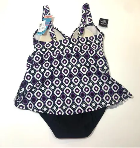 Swim Solution tiered one piece swimsuit Sz 10 Purple