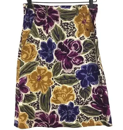 Outback Red Vintage 100% linen bright floral skirt 28” waist WOMEN’S SIZE MEDIUM