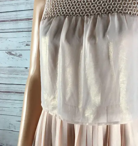 Maison Jules Crochet-Yoke Pink Shimmer Dress NWT SMALL