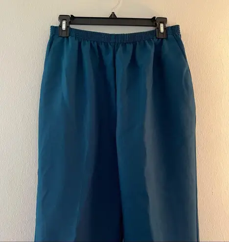 Alfred Dunner Pants Teal Pull On Textured Straight Leg Sz 12 EUC Tik-Tok Trend