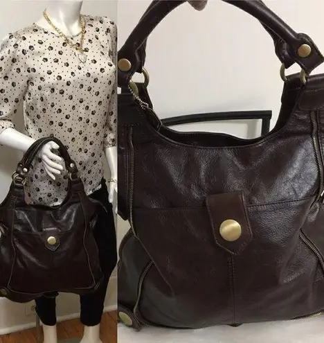 ACP High End Chocolate Brown Leather Tote Bag! Brown