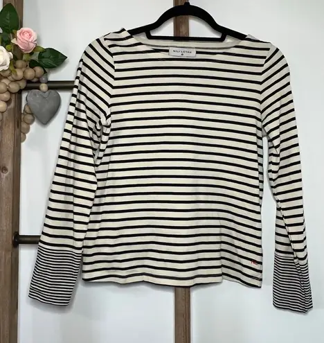 Nili Lotan Target Long Sleeve Black Cream Striped Shirt Size XS