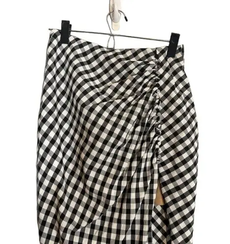 Rumer Black & White Checked Plaid High Front Slit Bisou Maxi Skirt Women Sz S
