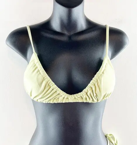 SheIn  Ruched Side Tie String Bikini Two Piece Set Swimsuit Yellow Medium