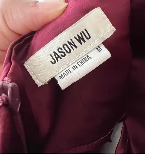 Jason Wu NWT Satin Halter Neck Slip Midi Sheath Dress Burgundy Medium
