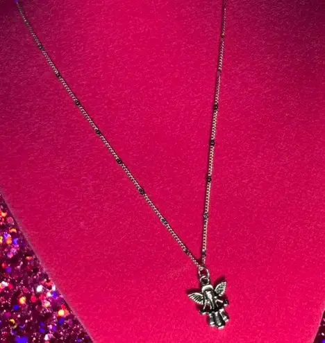 Boutique Sterling Silver 925 Angel Harp Sparkle Necklace Religion Jewelry Catholic Church