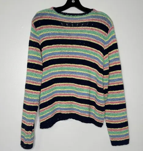 Vintage Marisa Christina Crochet Multicolored Cardigan Sweater Size XL Black