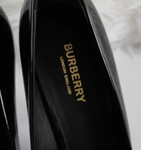 Burberry  D-ring Detail Black Patent Leather Square-Toe Pumps