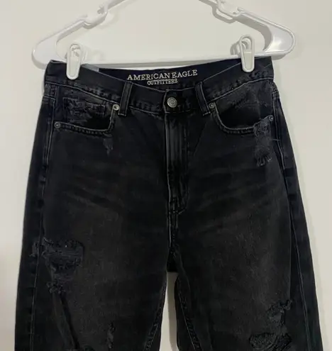 American Eagle Distressed Black Mom Jeans