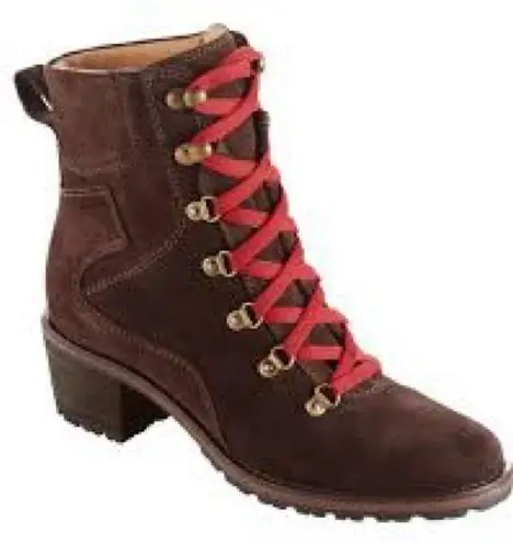 L.L.Bean  Deerfield Alpine lace up boots brown suede heeled boots women’s size 8