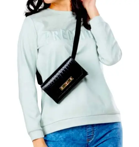 max Crew Neck Faux Suede Textured PRECIOUS Embroidered Sweatshirt size Medium Green