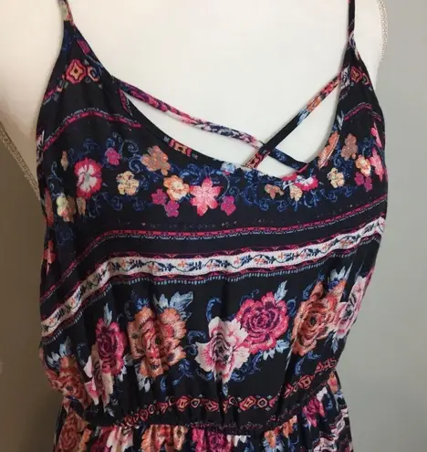 Pink Rose NWOT Black Floral Print Strappy Dress