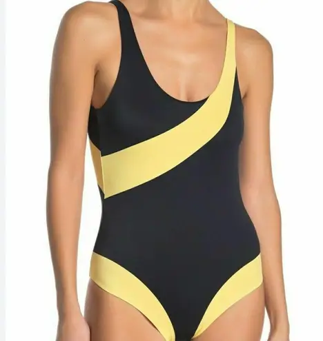 ONIA Swimsuit Rachel Colorblock Black and Yellow One-Piece Swimsuit Medium