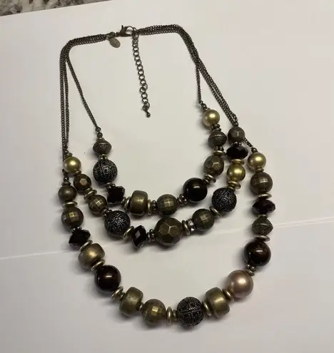 Cookie Lee Signed Bead Beaded Necklace Multi Strand Adjustable Length