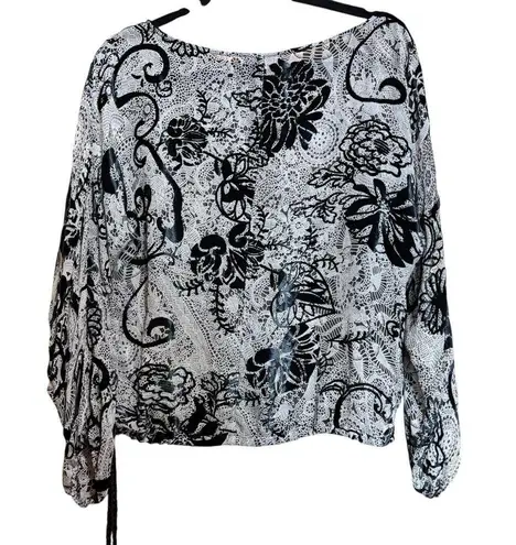 Lavender Brown Top Womens Small Multicolor Paisley Silk Blend Long Sleeve Blouse