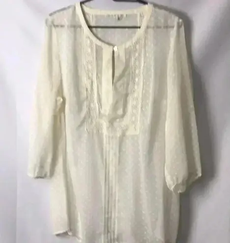 Daniel Rainn WO SZ 1X CREAM SWISS DOT SHEER TOP